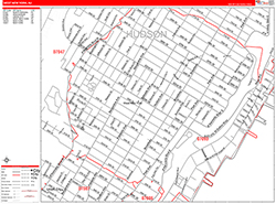 West New York Wall Map Zip Code Red Line Style 2026